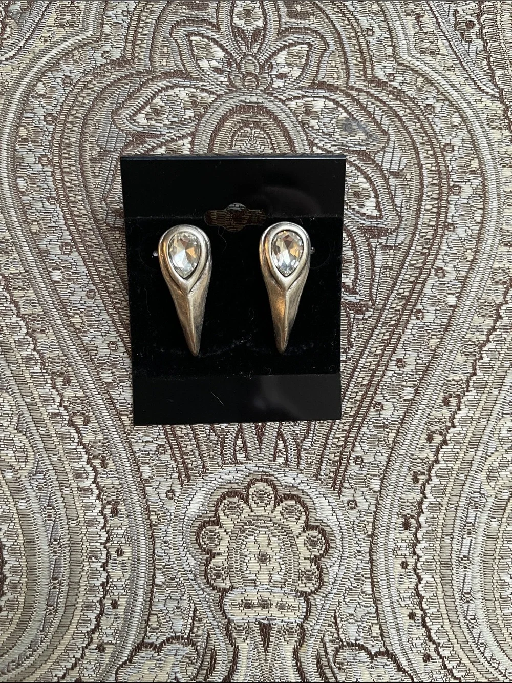 Elegant Tear Drop Silver Plated Crystal Stud Earrings